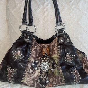 Y2K Vintage Grunge McBling Gyaru Alternative Camo Studded Shoulder Bag Purse